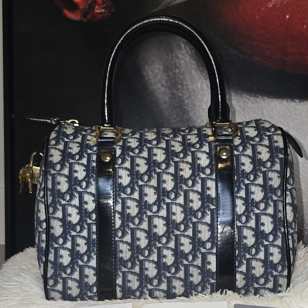 Dior Blue and White Satchel with Monogram Print - Picture 9 of 16